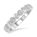 1/20 Ctw Mini Hearts Round Cut Diamond Fashion Band in Sterling Silver