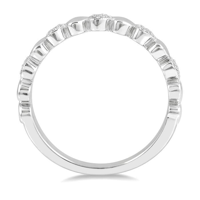 1/20 Ctw Mini Hearts Round Cut Diamond Fashion Band in Sterling Silver