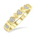 1/20 Ctw Puffed Heart Round Cut Diamond Band in Yellow Gold Vermeil