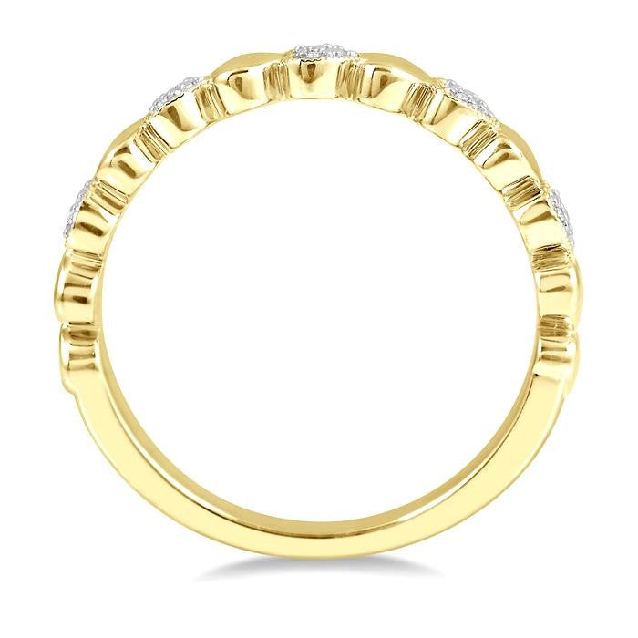 1/20 Ctw Puffed Heart Round Cut Diamond Band in Yellow Gold Vermeil
