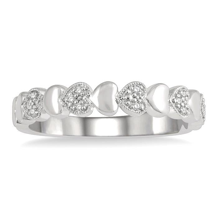 Heart Shape Silver Diamond Fashion Ring