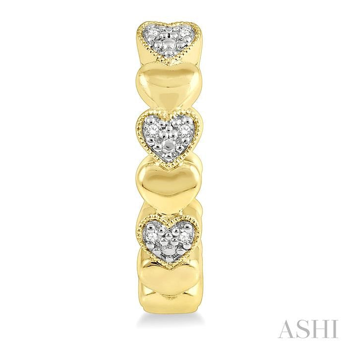 1/20 Ctw Puffed Heart Round Cut Diamond Hoop Earrings in Yellow Gold Vermeil