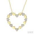 1/20 Ctw Puffed Heart Round Cut Diamond Pendant With Chain in Yellow Gold Vermeil