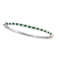 Diamond and Genuine Emerald Bangle Bracelet