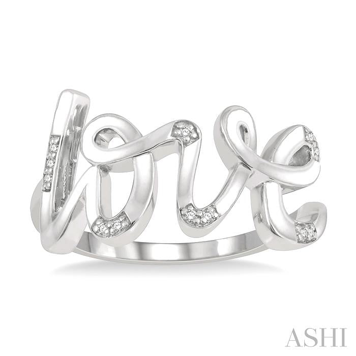 1/20 Ctw Love Scribed Round Cut Diamond Ring in Sterling Silver