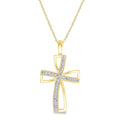 1/50 Ctw Cross Charm Round Cut Diamond Pendant With Chain in Yellow Gold Vermeil