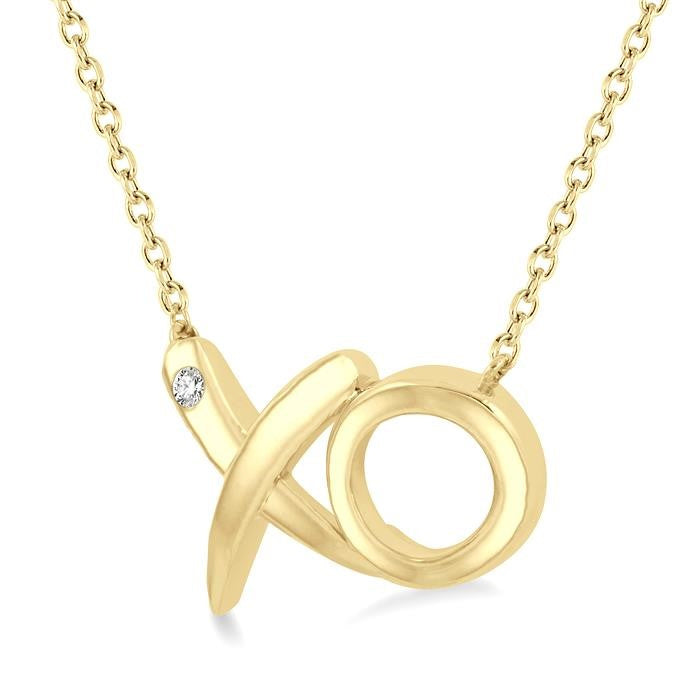 1/50 Ctw 'XO' Motif Round Cut Diamond Fashion Pendant With Chain in Yellow Gold Vermeil