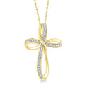 1/50 Ctw Infinity Cross Round Cut Diamond Pendant With Chain in Yellow Gold Vermeil