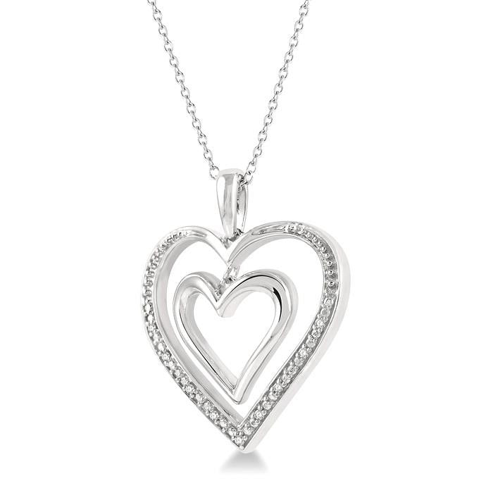 Ember Mallow Silver Double Heart Shape Diamond Fashion Pendant