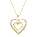 1/50 Ctw Twin Heart Round Cut Diamond Pendant With Chain in Yellow Gold Vermeil