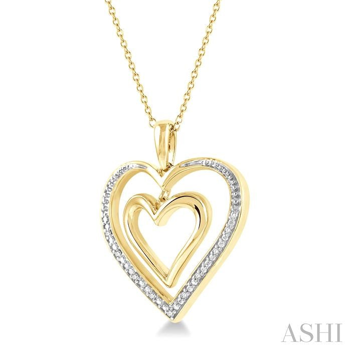 1/50 Ctw Twin Heart Round Cut Diamond Pendant With Chain in Yellow Gold Vermeil
