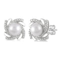 Silver Pearl & Diamond Earrings