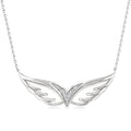 1/50 Ctw Angel Wing Round Cut Diamond Fashion Pendant With Chain in Sterling Silver