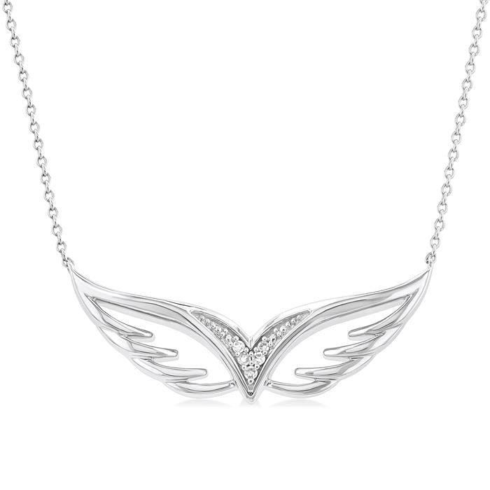 Bramble Nova Silver Angel Wings Diamond Fashion Pendant