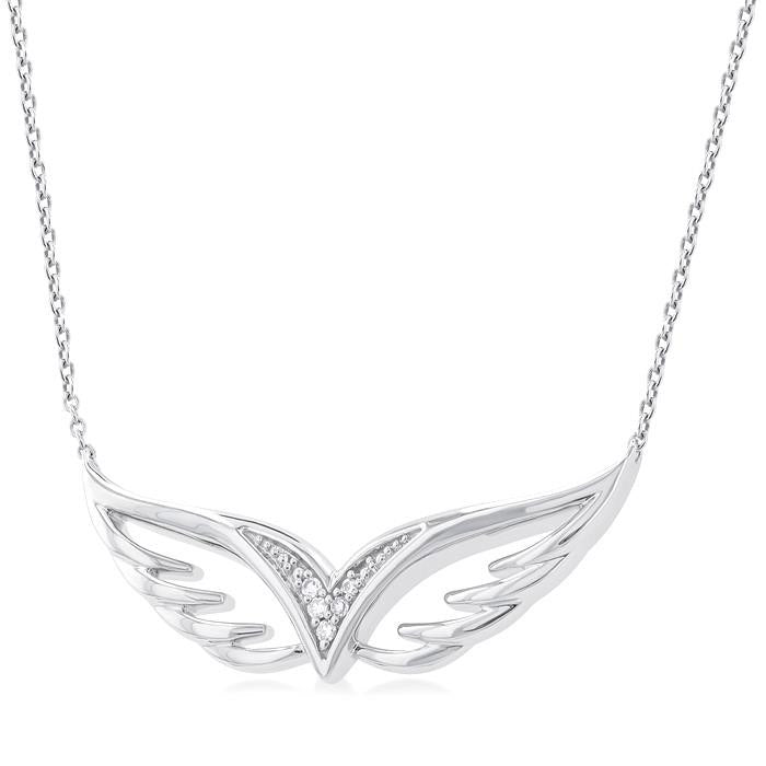 Bramble Nova Silver Angel Wings Diamond Fashion Pendant