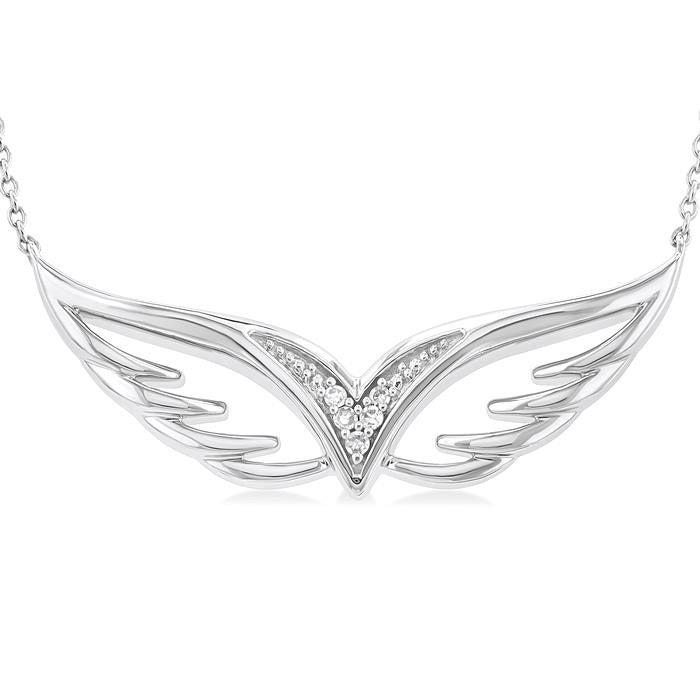 Bramble Nova Silver Angel Wings Diamond Fashion Pendant