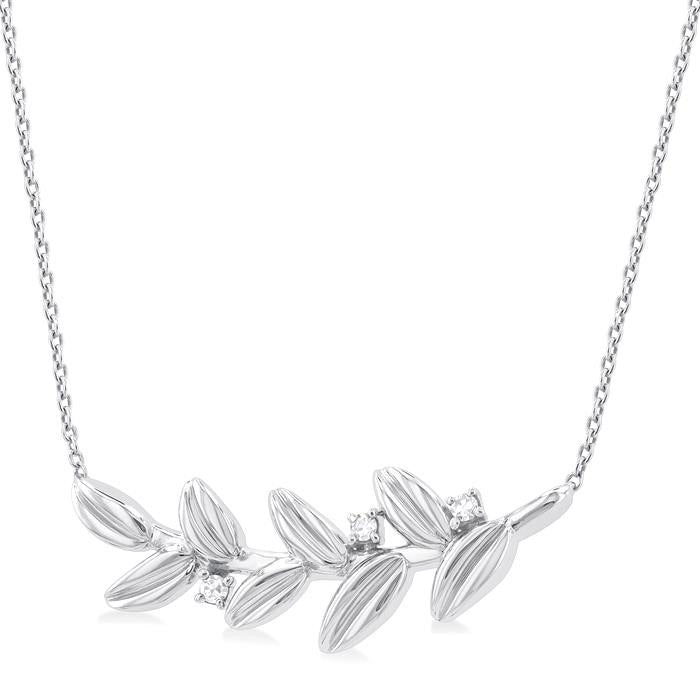 Silver Leaf Diamond Fashion Pendant
