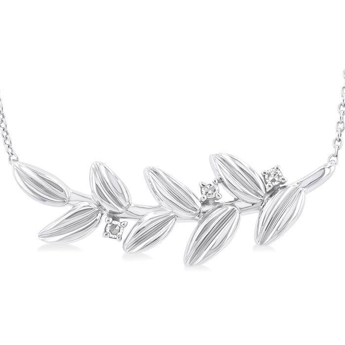 Silver Leaf Diamond Fashion Pendant