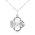 Silver Clover Fluted Medallion Petite Diamond Fashion Pendant