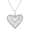 1/20 Ctw Heart fluted medallion Round Cut Diamond Pirouette Pendant With Chain in Sterling Silver