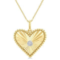 1/20 Ctw Heart Fluted Medallion Round Cut Diamond Pirouette Pendant With Chain in Yellow Gold Vermeil