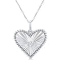 Silver Heart Shape Fluted Medallion Diamond Pendant