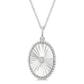1/20 Ctw Oval fluted medallion Round Cut Diamond Pirouette Pendant With Chain in Sterling Silver