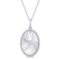 Silver Oval Shape Fluted Medallion Diamond Pendant