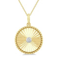 1/20 Ctw Round Fluted Medallion Round Cut Diamond Pirouette Pendant With Chain in Yellow Gold Vermeil