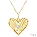1/20 Ctw Heart Fluted Medallion Round Cut Diamond Pirouette Pendant With Chain in Yellow Gold Vermeil