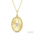 1/20 Ctw Oval Fluted Medallion Round Cut Diamond Pirouette Pendant With Chain in Yellow Gold Vermeil