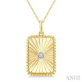 1/20 Ctw Rectangle Fluted Medallion Round Cut Diamond Pirouette Pendant With Chain in Yellow Gold Vermeil