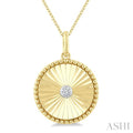1/20 Ctw Round Fluted Medallion Round Cut Diamond Pirouette Pendant With Chain in Yellow Gold Vermeil