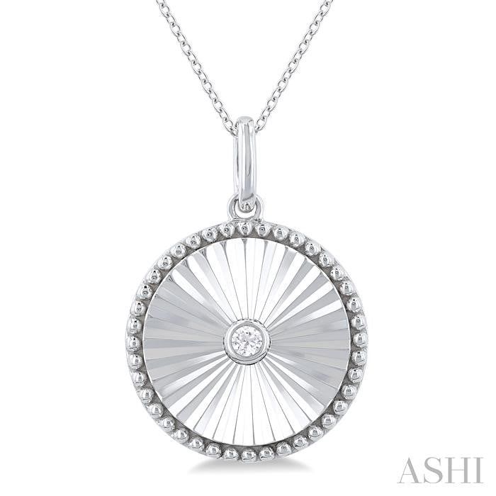 1/20 Ctw Round fluted medallion Round Cut Diamond Pirouette Pendant With Chain in Sterling Silver