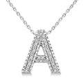 1/20 Ctw Bubble Accent Initial 'A' Round Cut Diamond Fashion Pendant With Chain in Sterling Silver