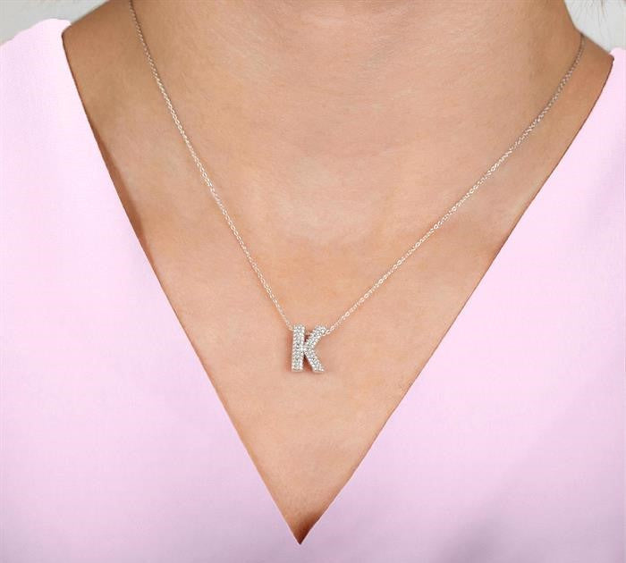 1/20 Ctw Bubble Accent Initial 'A' Round Cut Diamond Fashion Pendant With Chain in Sterling Silver