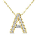 1/20 Ctw Bubble Accent Initial 'A' Round Cut Diamond Fashion Pendant With Chain in Yellow Gold Vermeil