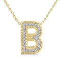 1/20 Ctw Bubble Accent Initial 'B' Round Cut Diamond Fashion Pendant With Chain in Yellow Gold Vermeil
