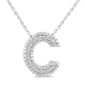 1/20 Ctw Bubble Accent Initial 'C' Round Cut Diamond Fashion Pendant With Chain in Sterling Silver