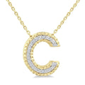 1/20 Ctw Bubble Accent Initial 'C' Round Cut Diamond Fashion Pendant With Chain in Yellow Gold Vermeil