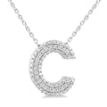 Silver Bubble 'C' Initial Diamond Pendant