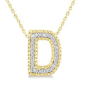1/20 Ctw Bubble Accent Initial 'D' Round Cut Diamond Fashion Pendant With Chain in Yellow Gold Vermeil