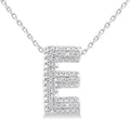 1/20 Ctw Bubble Accent Initial 'E' Round Cut Diamond Fashion Pendant With Chain in Sterling Silver