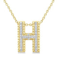 1/20 Ctw Bubble Accent Initial 'H' Round Cut Diamond Fashion Pendant With Chain in Yellow Gold Vermeil