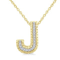 1/20 Ctw Bubble Accent Initial 'J' Round Cut Diamond Fashion Pendant With Chain in Yellow Gold Vermeil