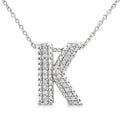 1/20 Ctw Bubble Accent Initial 'K' Round Cut Diamond Fashion Pendant With Chain in Sterling Silver