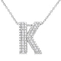 Silver Bubble 'K' Initial Diamond Pendant