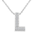 1/20 Ctw Bubble Accent Initial 'L' Round Cut Diamond Fashion Pendant With Chain in Sterling Silver