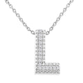 Silver Bubble 'L' Initial Diamond Pendant