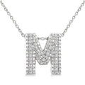 1/20 Ctw Bubble Accent Initial 'M' Round Cut Diamond Fashion Pendant With Chain in Sterling Silver